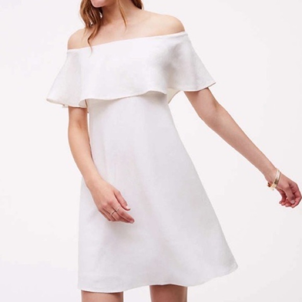 LOFT White Linen Off-Shoulder Dress